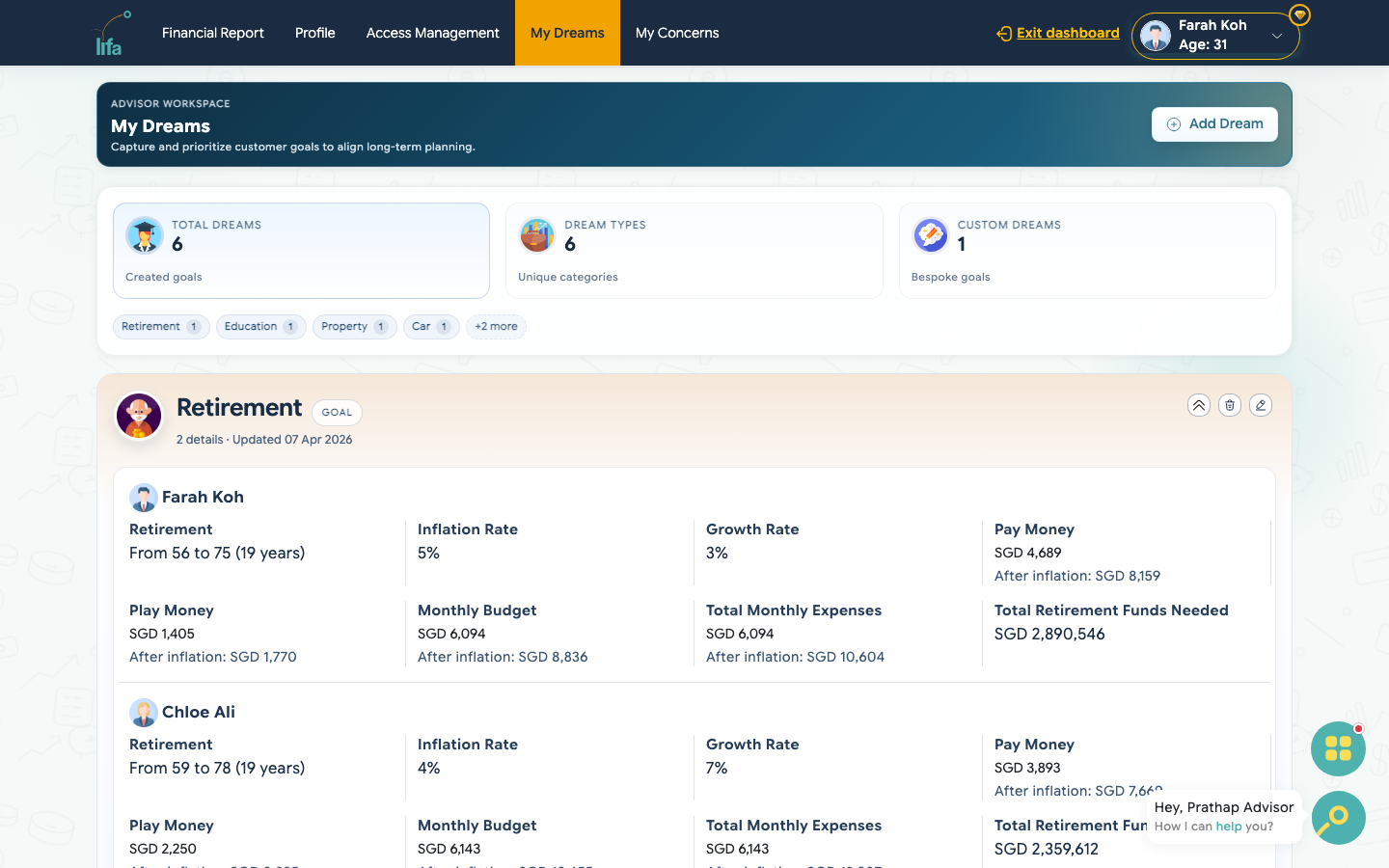 NesteggAdvisor dreams planning portal